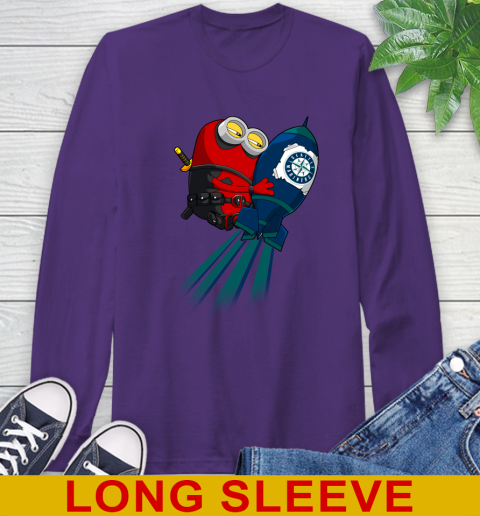 MLB Baseball Seattle Mariners Deadpool Minion Marvel Shirt Long Sleeve T-Shirt 5
