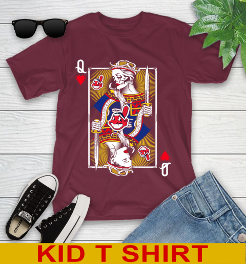 MLB Baseball Cleveland Indians The Queen Of Hearts Card Shirt Youth T-Shirt 5