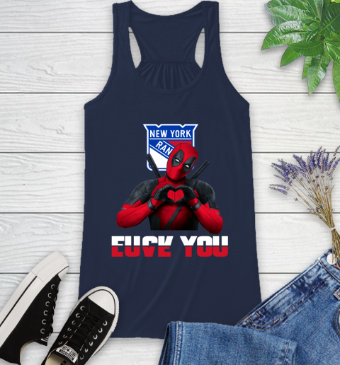 NHL New York Rangers Deadpool Love You Fuck You Hockey Sports Racerback Tank 9
