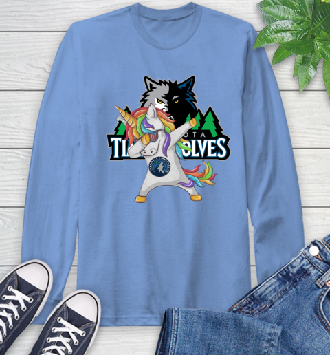 Minnesota Timberwolves NBA Basketball Funny Unicorn Dabbing Sports Long Sleeve T-Shirt 11