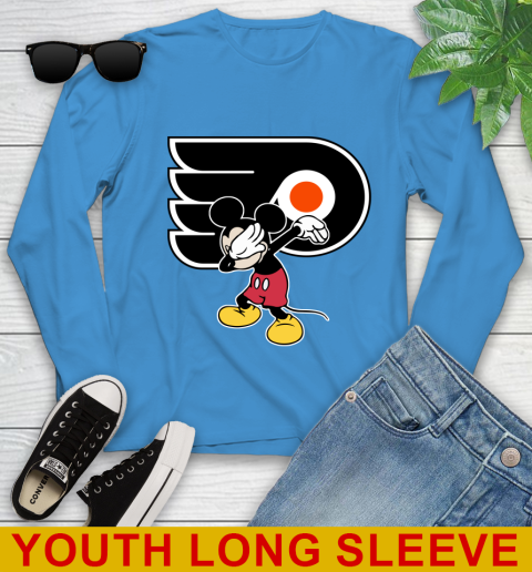 Philadelphia Flyers NHL Hockey Dabbing Mickey Disney Sports Youth Long Sleeve 8