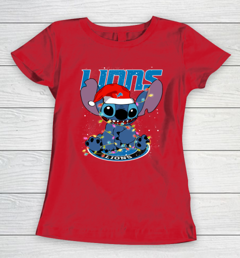 Detroit Lions NFL Football noel stitch Christmas Women's T-Shirt 7