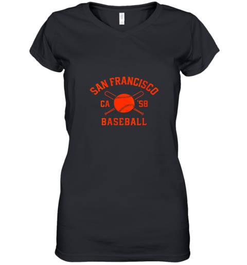 Womens San Francisco Baseball Vintage SF The City Cali Retro Gift Women's V-Neck T-Shirt