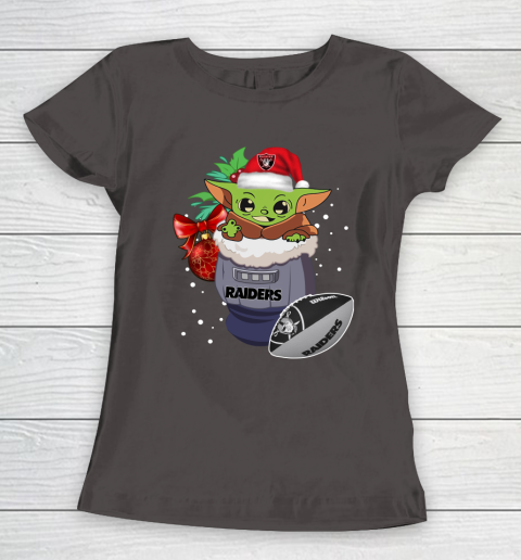 Oakland Raiders Christmas Baby Yoda Star Wars Funny Happy NFL Women's T-Shirt 8