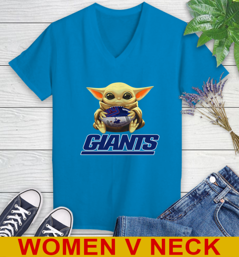 NFL Football New York Giants Baby Yoda Star Wars Shirt Women's V-Neck T-Shirt 8