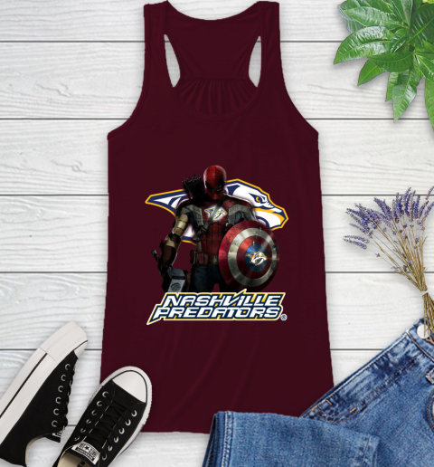 NHL Captain America Thor Spider Man Hawkeye Avengers Endgame Hockey Nashville Predators Racerback Tank 3