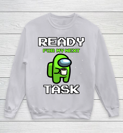 Among Us Shirt Ready For Work Green Youth Sweatshirt 2