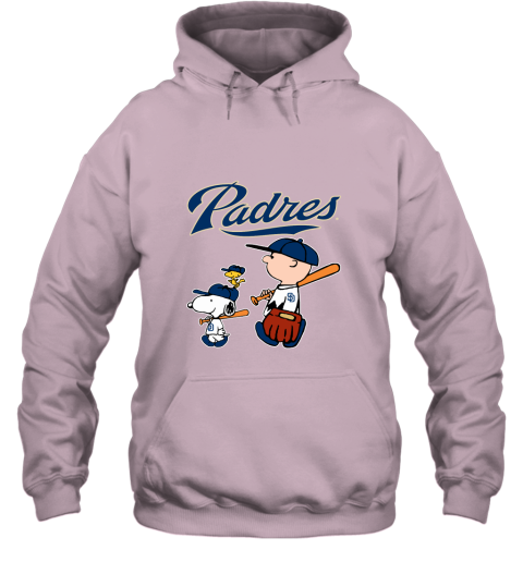 lpqe san diego padres lets play baseball together snoopy mlb shirt hoodie 23 front light pink