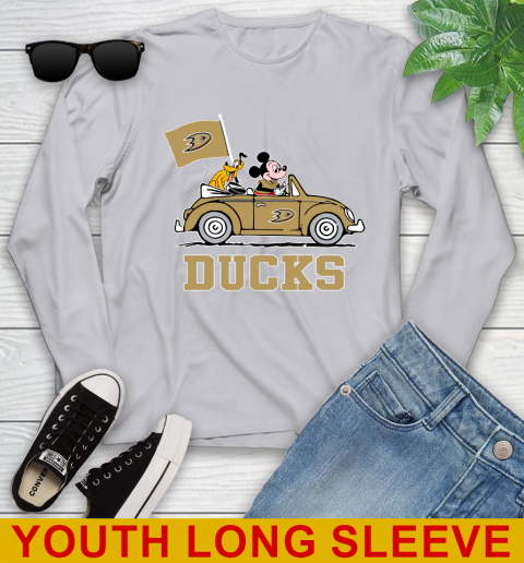 NHL Hockey Anaheim Ducks Pluto Mickey Driving Disney Shirt Youth Long Sleeve 6
