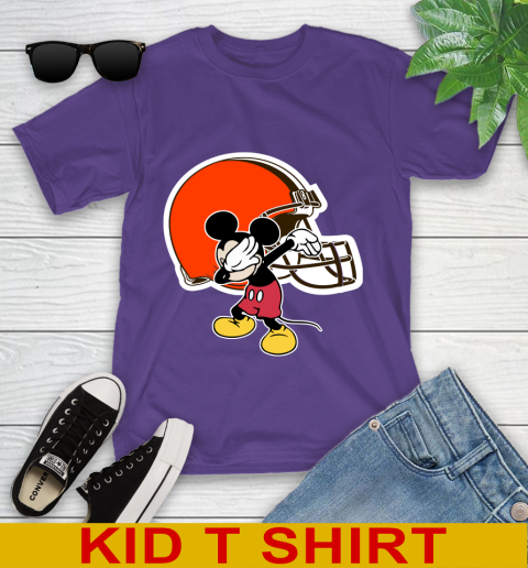 Cleveland Browns NFL Football Dabbing Mickey Disney Sports Youth T-Shirt 4