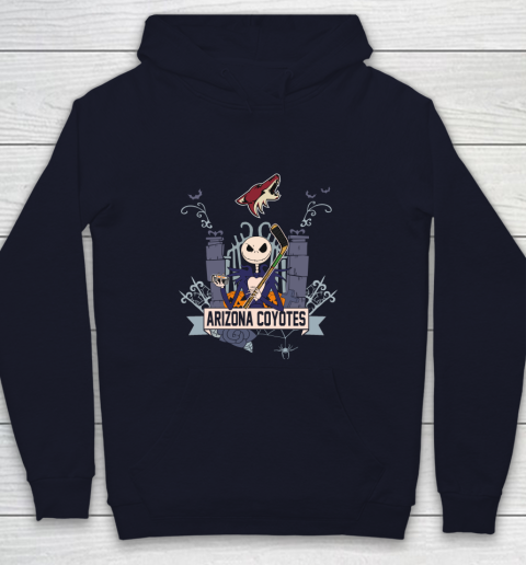NHL Arizona Coyotes Hockey Jack Skellington Halloween Youth Hoodie 2