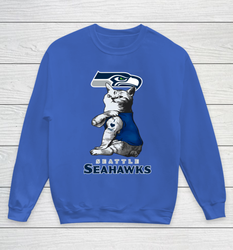 NFL Football My Cat Loves Seattle Seahawks Youth Sweatshirt Tee
