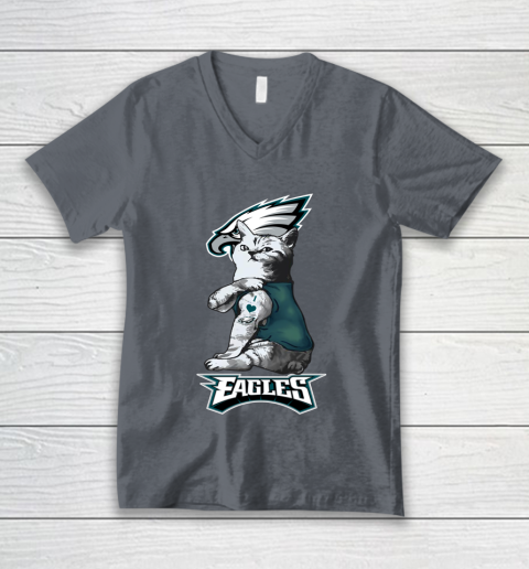 NFL Football My Cat Loves Philadelphia Eagles V-Neck T-Shirt 4