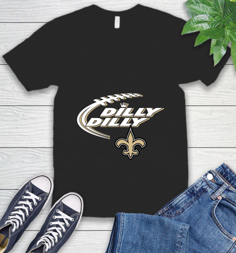 NFL New Orleans Saints Dilly Dilly Football Sports V-Neck T-Shirt 2