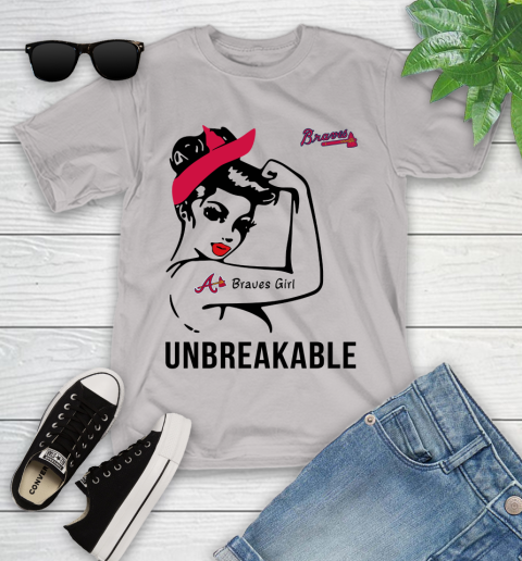 MLB Atlanta Braves Girl Unbreakable Baseball Sports Youth T-Shirt 10