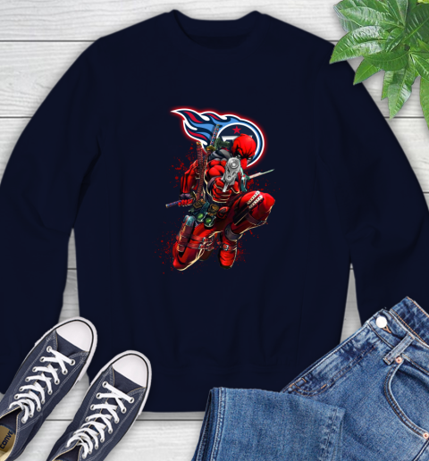 NFL Deadpool Marvel Comics Sports Football Tennessee Titans Sweatshirt 3