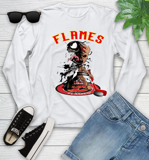 NHL Calgary Flames Hockey Venom Groot Guardians Of The Galaxy Youth Long Sleeve