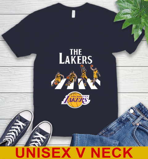 NBA Basketball Los Angeles Lakers The Beatles Rock Band Shirt V-Neck T-Shirt 2