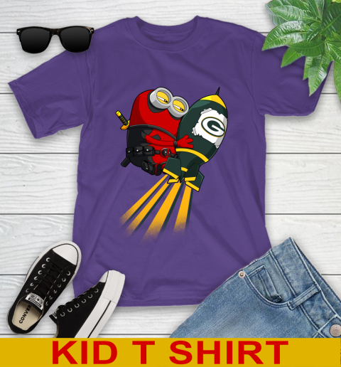 NFL Football Green Bay Packers Deadpool Minion Marvel Shirt Youth T-Shirt 3