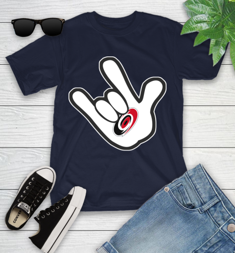 Carolina Hurricanes NHL Hockey Mickey Rock Hand Disney Youth T-Shirt 3