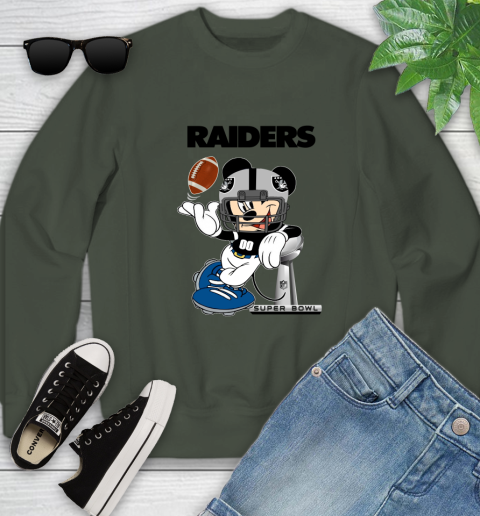 NFL Oakland Raiders Mickey Mouse Disney Super Bowl Football T Shirt Youth Sweatshirt 10