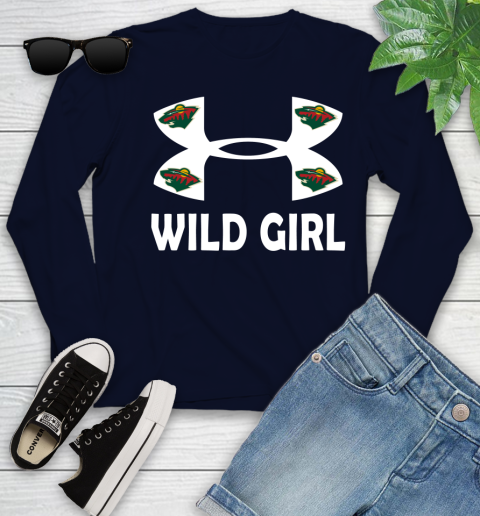 NHL Minnesota Wild Girl Under Armour Hockey Sports Youth Long Sleeve 2