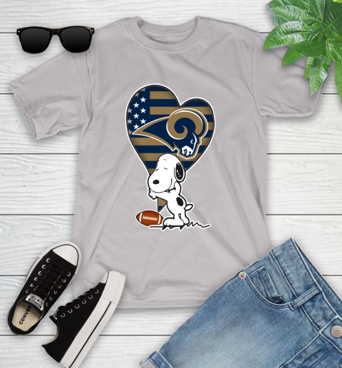 Los Angeles Rams NFL Football The Peanuts Movie Adorable Snoopy Youth T-Shirt 12