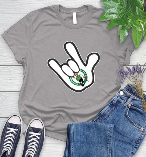 Boston Celtics NBA Basketball Mickey Rock Hand Disney Women's T-Shirt 5