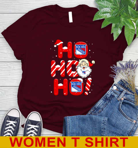 New York Rangers NHL Hockey Ho Ho Ho Santa Claus Merry Christmas Shirt Women's T-Shirt 6