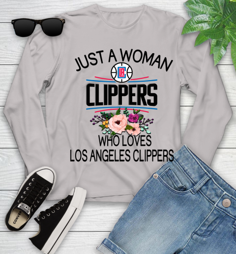 NBA Just A Woman Who Loves Los Angeles Clippers Basketball Sports Youth Long Sleeve 9