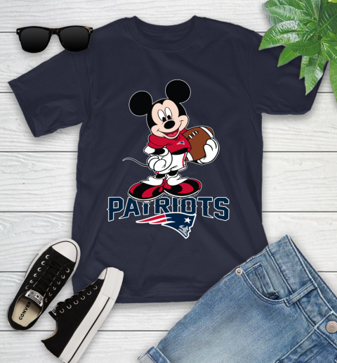 NFL Football New England Patriots Cheerful Mickey Mouse Shirt Youth T-Shirt 3