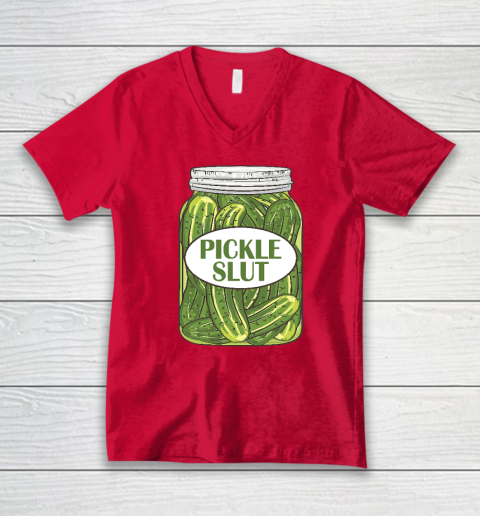 Pickle Slut Who Loves Pickles V-Neck T-Shirt 5