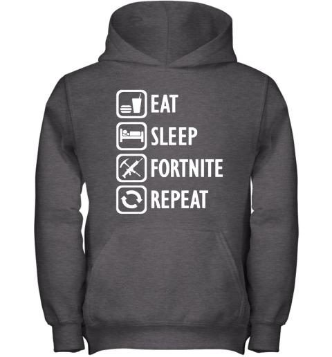 fmfn eat sleep fortnite repeat for gamer fortnite battle royale shirts youth hoodie 43 front dark heather