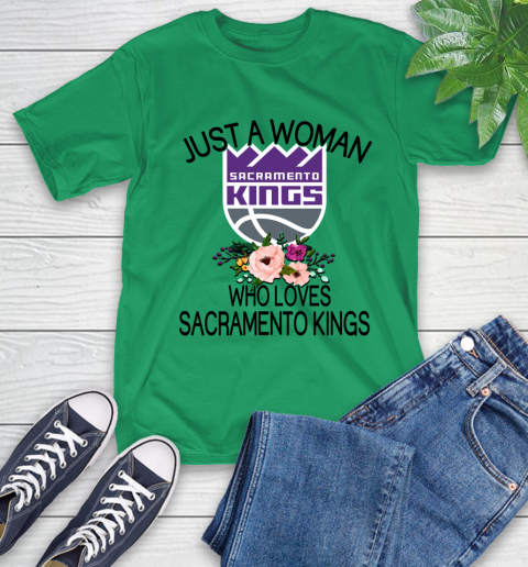 NBA Just A Woman Who Loves Sacramento Kings Basketball Sports T-Shirt 5