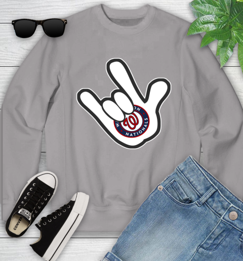 Washington Nationals MLB Baseball Mickey Rock Hand Disney Youth Sweatshirt 4