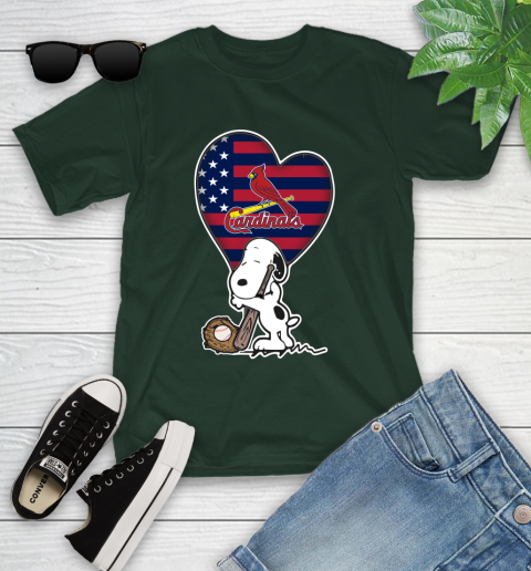 St.Louis Cardinals MLB Baseball The Peanuts Movie Adorable Snoopy Youth T-Shirt 5