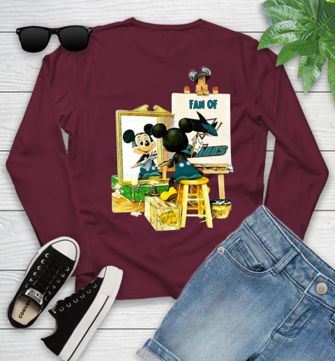 NHL Hockey San Jose Sharks Mickey Drawing Shirt 117