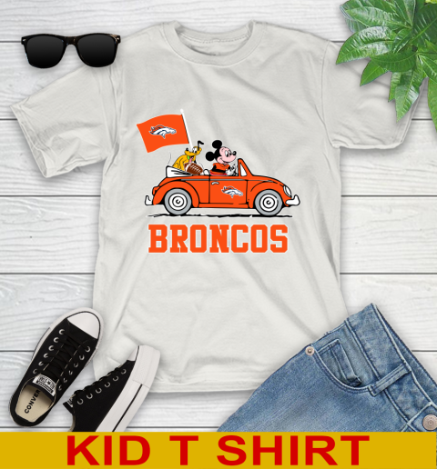 NFL Football Denver Broncos Pluto Mickey Driving Disney Shirt Youth T-Shirt 12