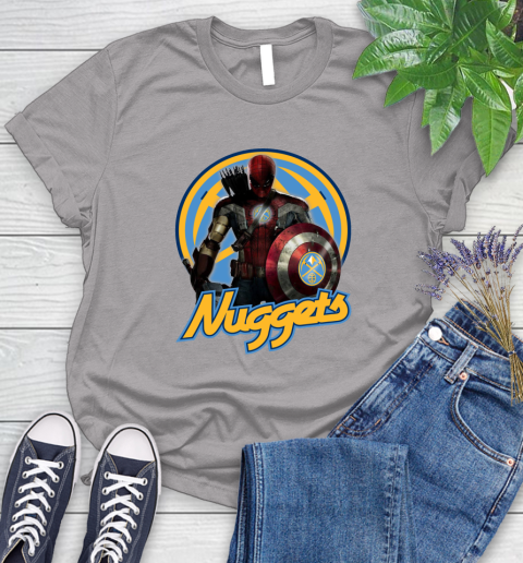 Denver Nuggets NBA Basketball Captain America Thor Spider Man Hawkeye Avengers Women's T-Shirt 5