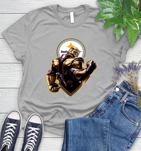 NFL Thanos Avengers Endgame Football Sports Pittsburgh Steelers Women's T-Shirt 5