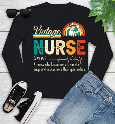 Nurse Shirt Vintage Nurse Definition Funny Retro Nursing Gifts Men Women T Shirt Youth Long Sleeve