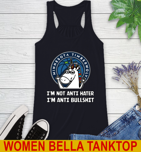 Minnesota Timberwolves NBA Basketball Unicorn I'm Not Anti Hater I'm Anti Bullshit Racerback Tank 10