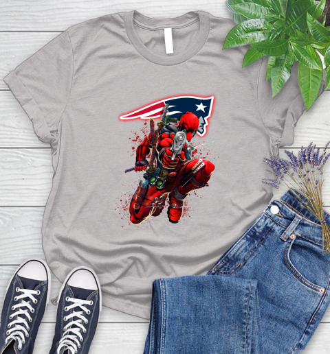 NFL Deadpool Marvel Comics Sports Football New England Patriots Women's T-Shirt 10