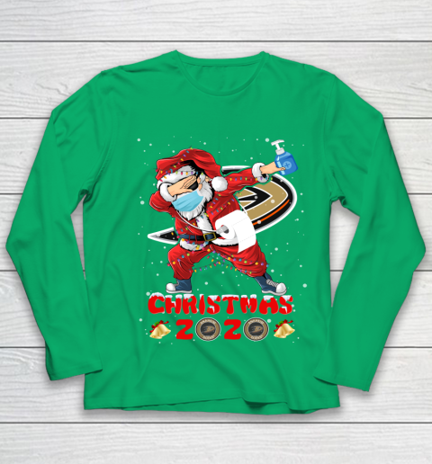Anaheim Ducks Funny Santa Claus Dabbing Christmas 2020 NHL Youth Long Sleeve 4
