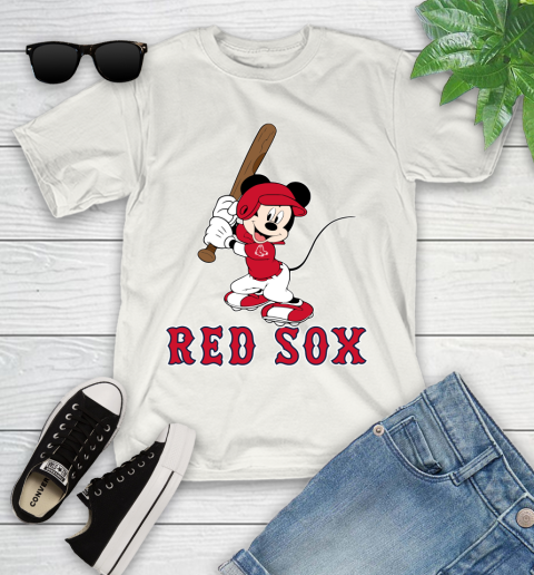 MLB Baseball Boston Red Sox Cheerful Mickey Mouse Shirt Youth T-Shirt 2