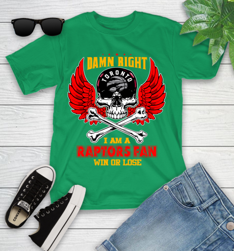 NBA Damn Right I Am A Toronto Raptors Win Or Lose Skull Basketball Sports Youth T-Shirt 8