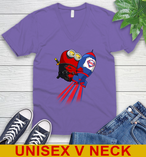 MLB Baseball Philadelphia Phillies Deadpool Minion Marvel Shirt V-Neck T-Shirt 8