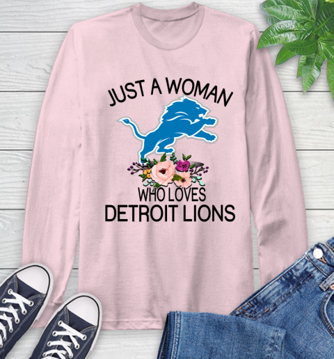 NFL Just A Woman Who Loves Detroit Lions Football Sports Long Sleeve T-Shirt 8