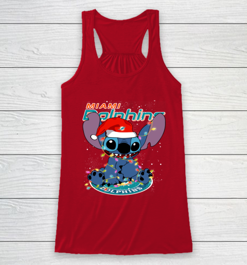 Miami Dolphins NFL Football noel stitch Christmas Racerback Tank 4