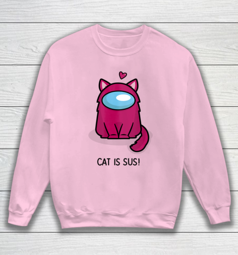 Among Us Game Shirt Cute Cat Astronaut Among me or us Nerdy Girl Gamer Sweatshirt 5